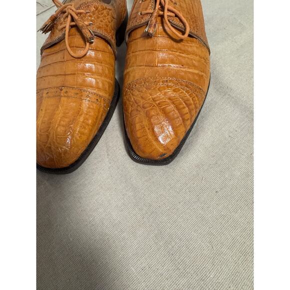 David Eden Shoes Mens Size 9.5 Made in Italy Alligator Crocodile Oxford Cap Toe main image 2